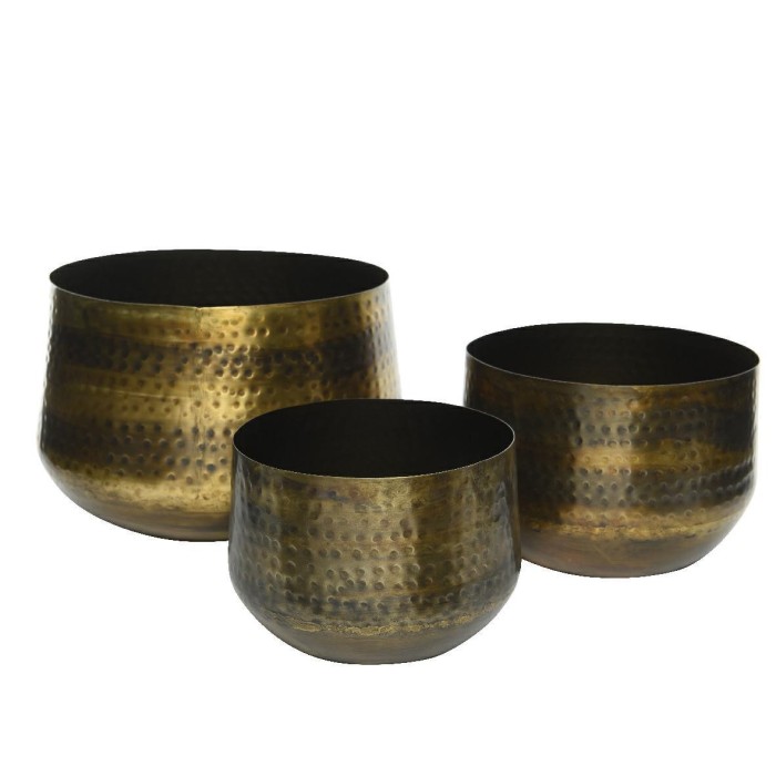 SET 3 VASI METALLO ANTIQUE GOL